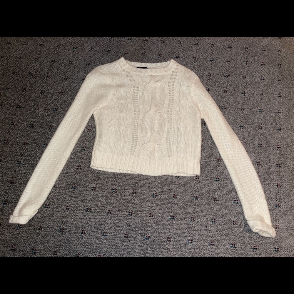 Confess knit crop sweater ivory